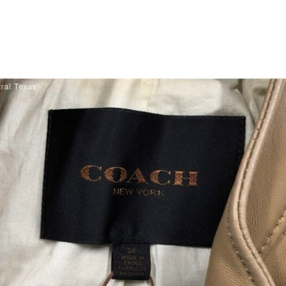 Coach Refined Sheepskin Moto Jacket Tan Size 4 - image 2